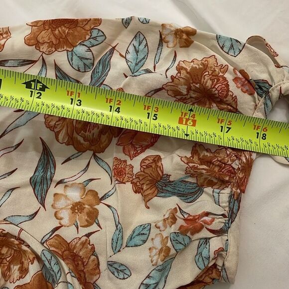 Hayden Cream Floral Mini Dress Womens Size 1XL Boho Puff Sleeves - Picture 6 of 10